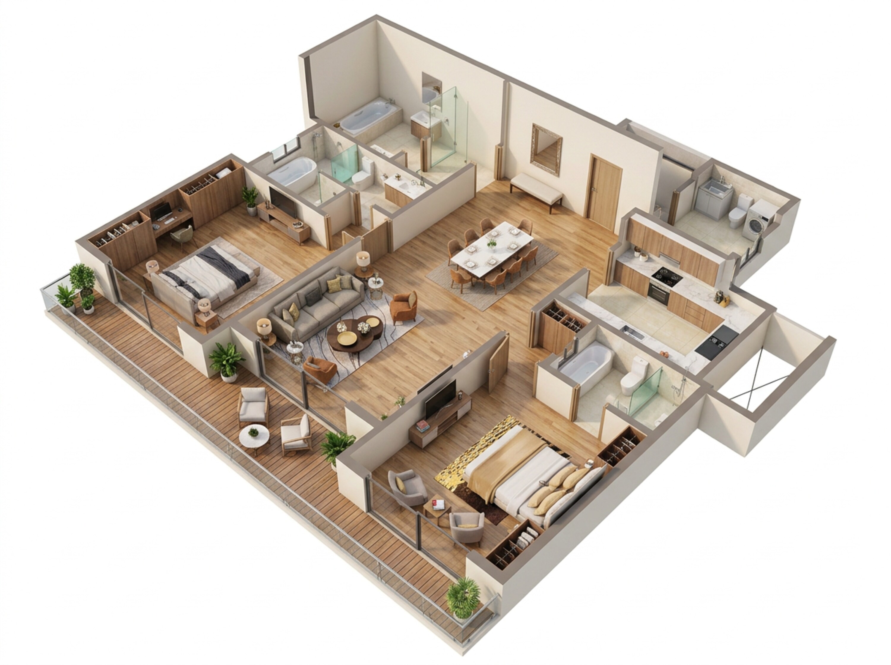 Floor plan of 3 BHK 2187 Sq. Ft. Apartment in Prestige Raintree Park, Bangalore