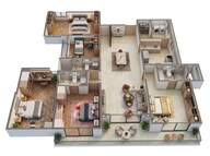 Floor plan of 4 BHK 2501 Sq. Ft. Apartment in Prestige Raintree Park, Bangalore