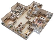 Floor plan of 5 BHK 3503 Sq. Ft. Apartment in Prestige Raintree Park, Bangalore