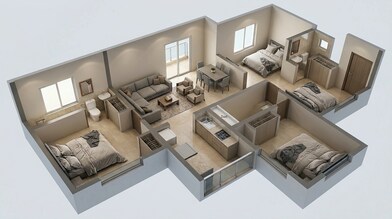 Floor plan of 2 BHK 1097 Sq. Ft. Apartment in DRA Beena Clover, Chennai