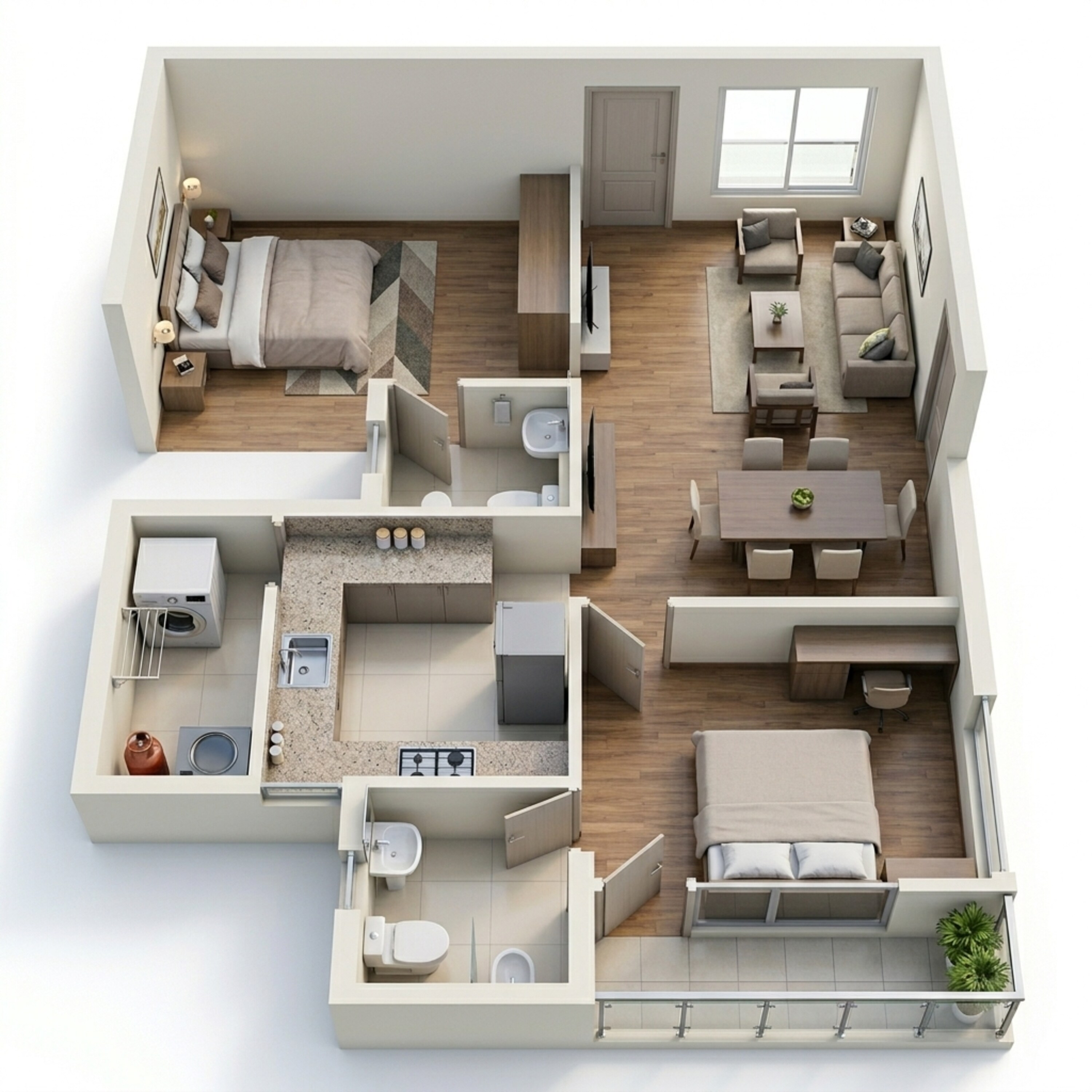Floor plan of 2 BHK 1061 Sq. Ft. Apartment in KCee Niveditham, Chennai