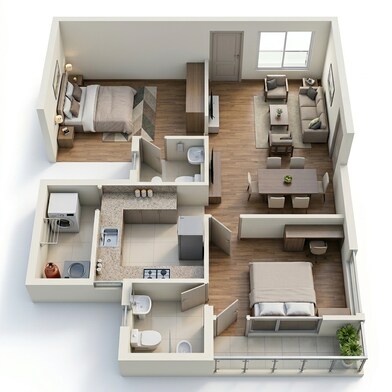 Floor plan of 2 BHK 1061 Sq. Ft. Apartment in KCee Niveditham, Chennai