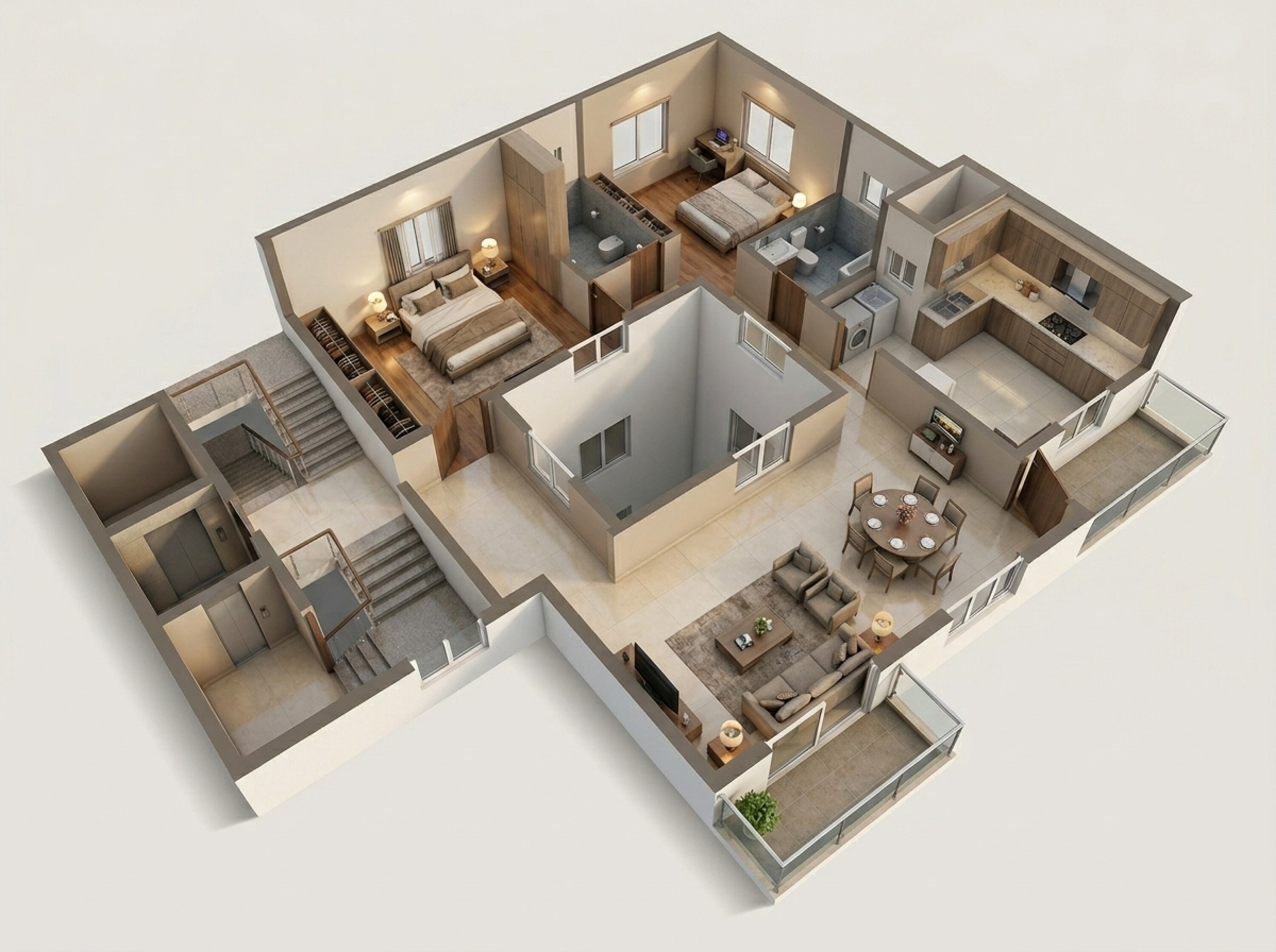 Floor plan of 2 BHK 1183 Sq. Ft. Apartment in Urban Tree Excellence, Chennai