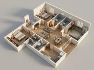 Floor plan of 3 BHK 1340 Sq. Ft. Apartment in Urban Tree Excellence, Chennai