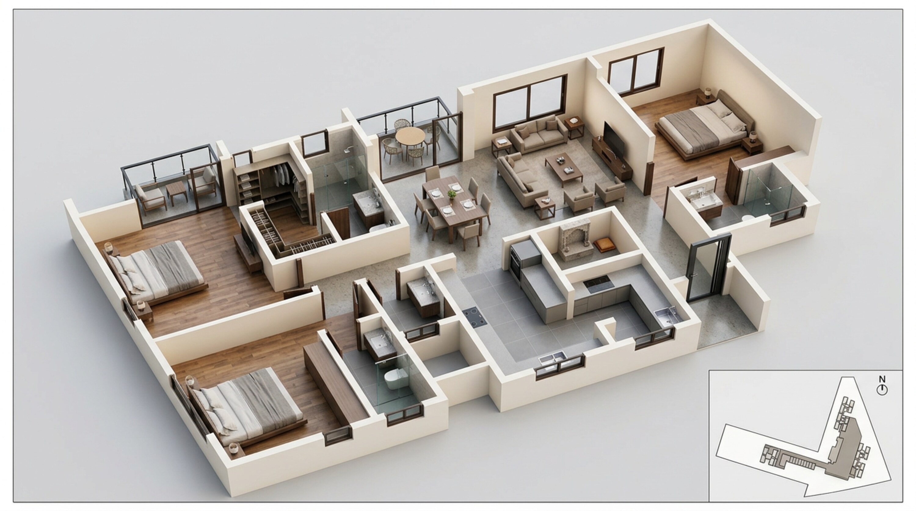 Floor plan of 3 BHK Apartment - 1752 sq. ft. in Birla Ojasvi, Bangalore
