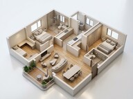 Floor plan of 3 BHK 1313 Sq. Ft. Apartment in Lodha Altus, Mumbai