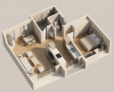 Floor plan of 1 BHK 331 Sq. Ft. Apartment in Rustomjee Avenue H, Palghar