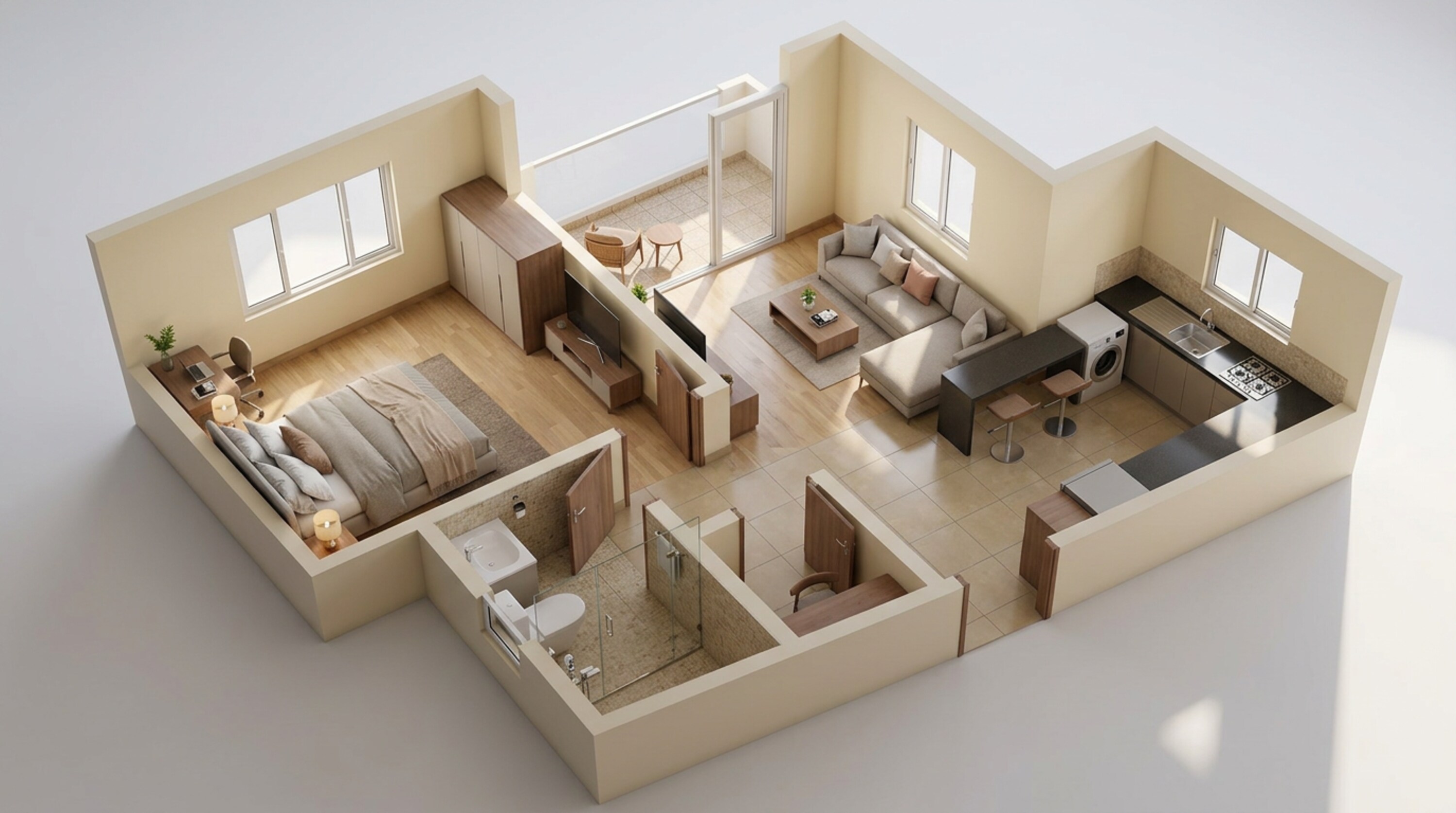 Floor plan of 1 BHK 671 Sq. Ft. Apartment in Brigade Brillio, Bangalore