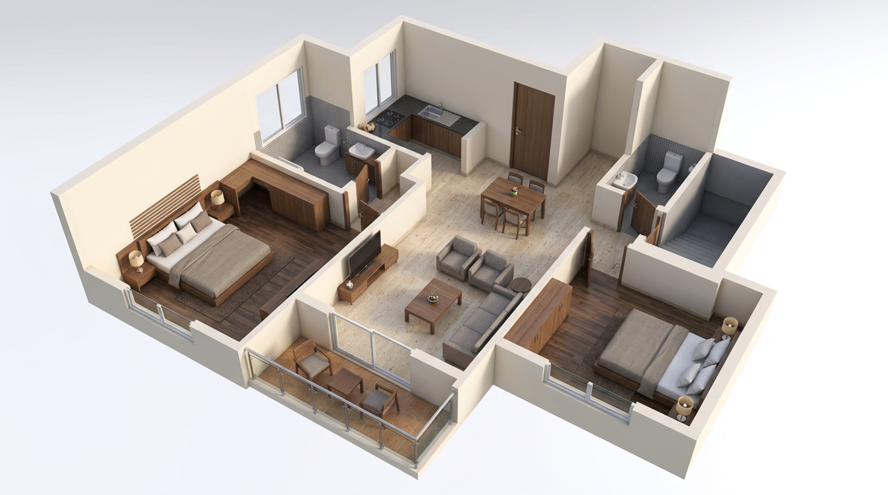 Floor plan of 2 BHK 1147 Sq. Ft. Apartment in Brigade Brillio, Bangalore
