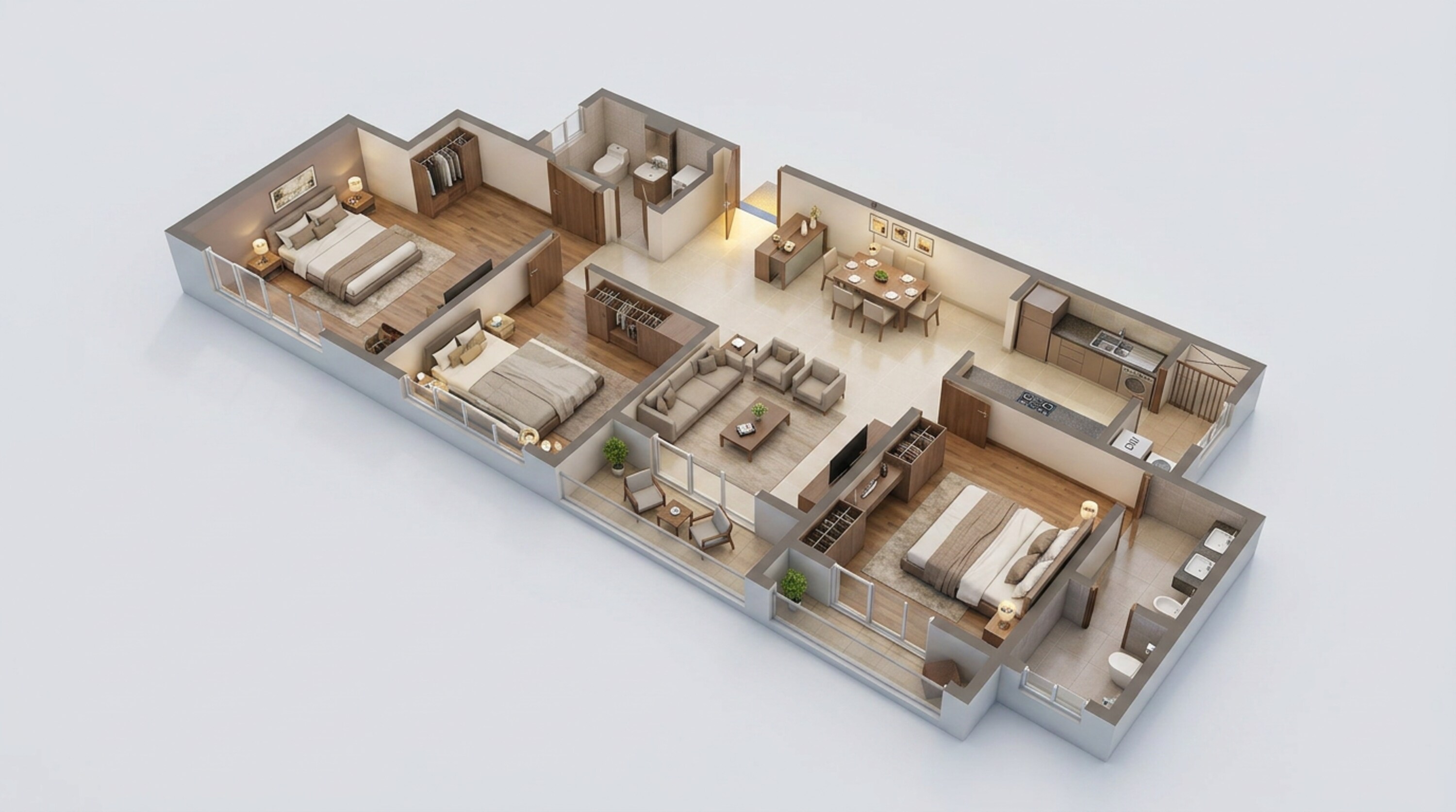 Floor plan of 3 BHK 1534 Sq. Ft. Apartment in Brigade Brillio, Bangalore