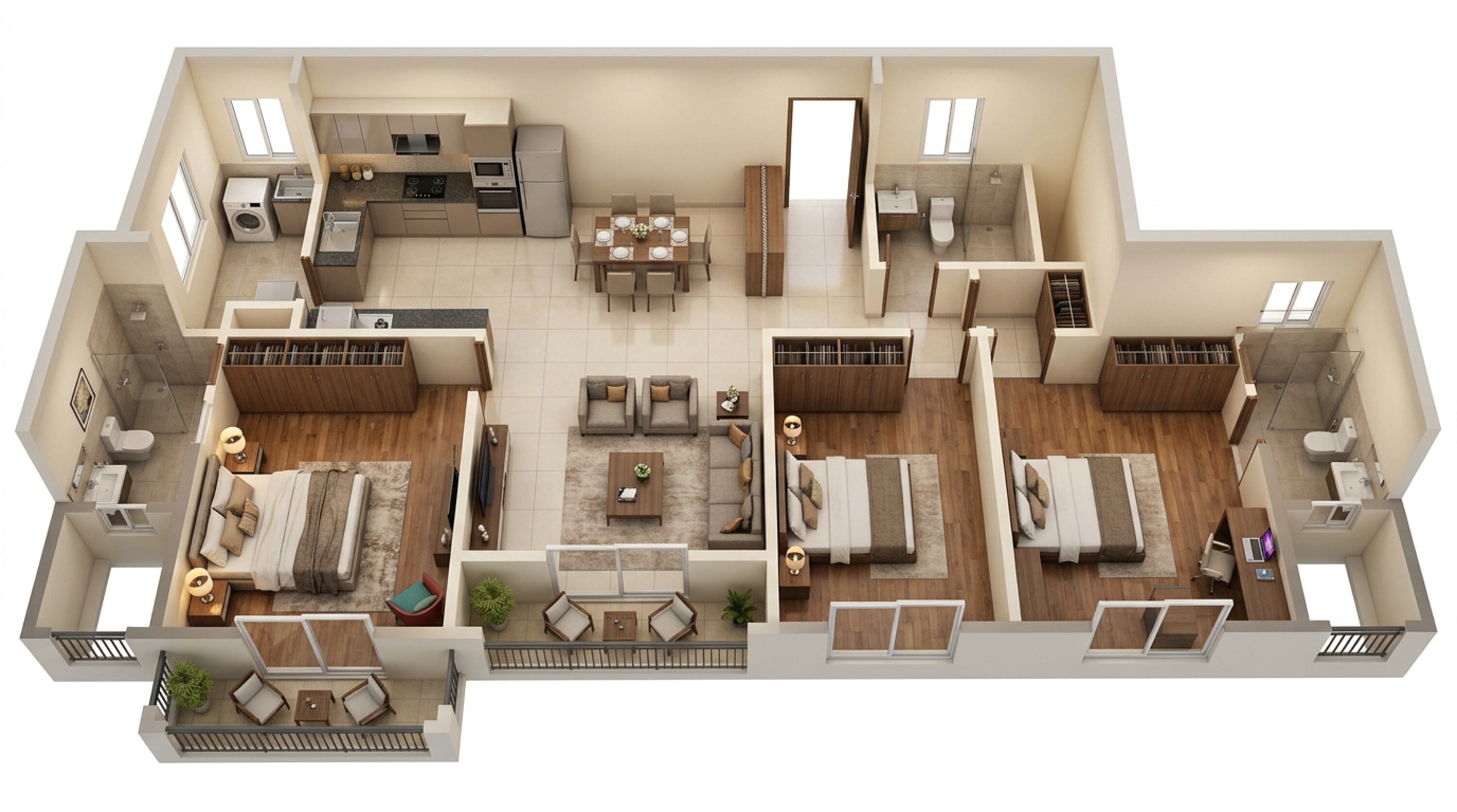 Floor plan of 3 BHK 1701 Sq. Ft. Apartment in Brigade Brillio, Bangalore