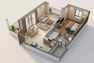 Floor plan of 1 BHK 535 Sq. Ft. Apartment in Brigade El Dorado Dioro And Beryl, Bangalore