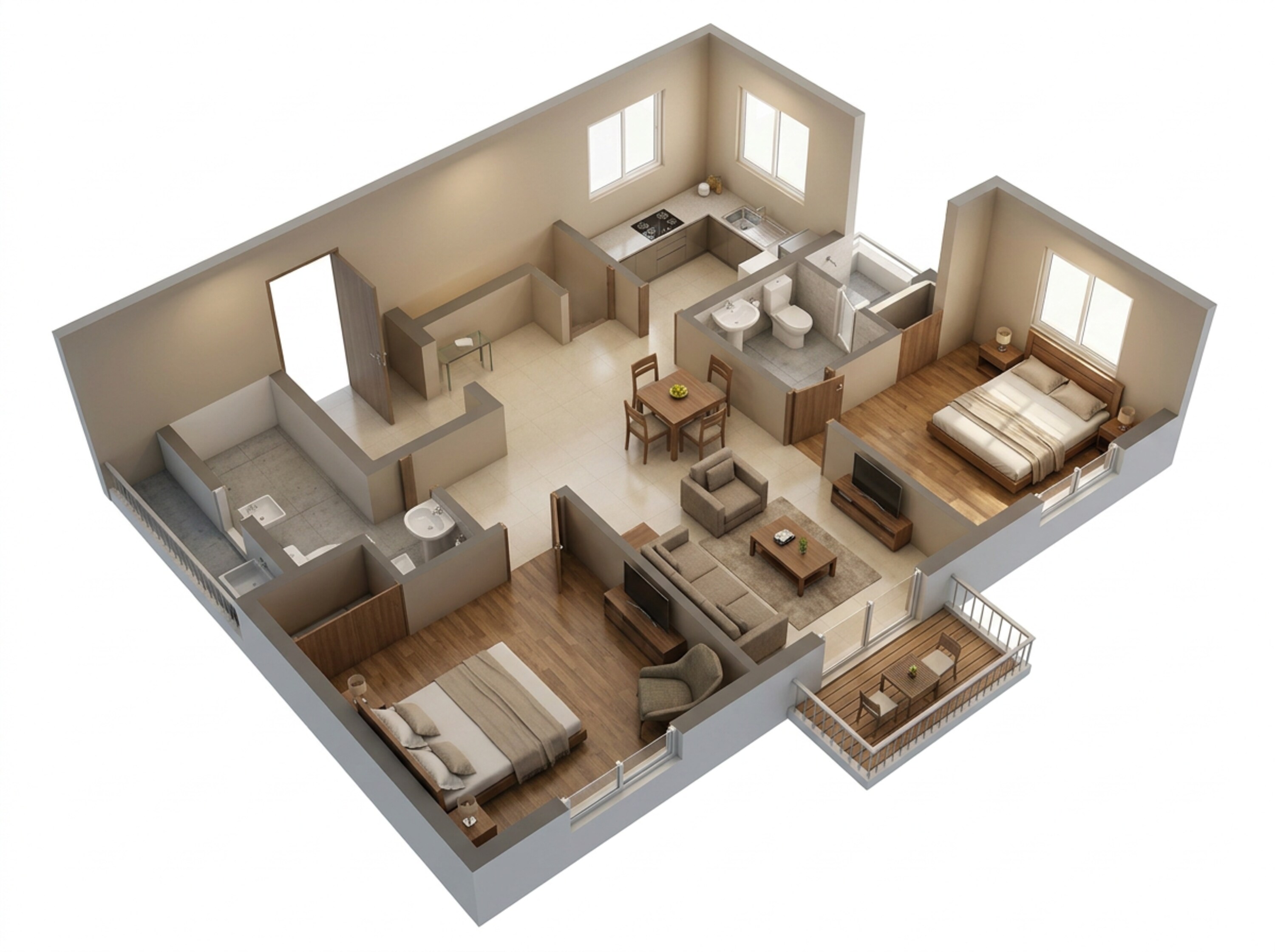 Floor plan of 2 BHK 938 Sq. Ft. Apartment in Brigade El Dorado Dioro And Beryl, Bangalore