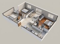 Floor plan of 3 BHK 971 Sq. Ft. Apartment in Brigade El Dorado Dioro And Beryl, Bangalore