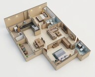 Floor plan of 2 BHK 1275 Sq. Ft. Apartment in Shriram Serenity, Bangalore