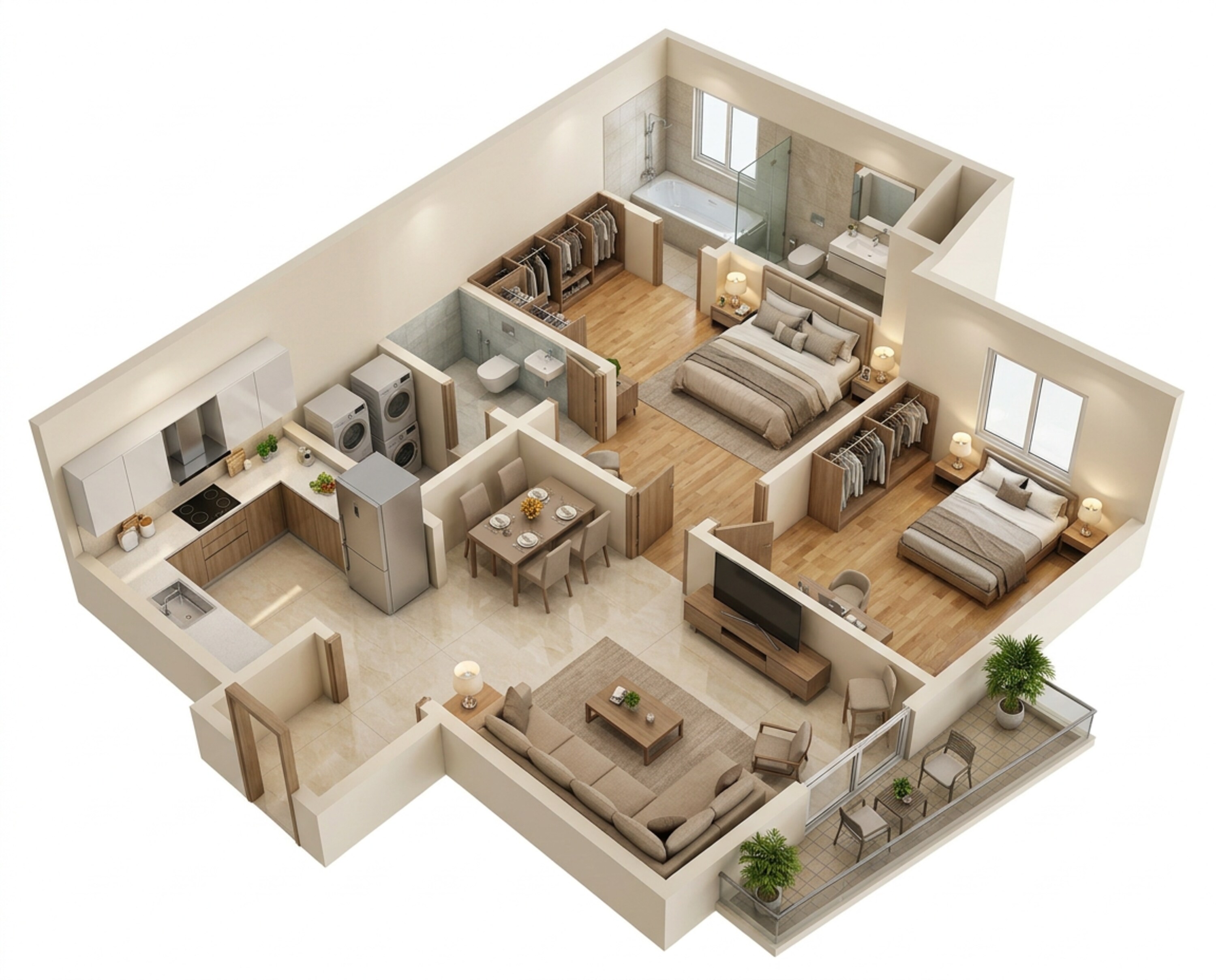 Floor plan of 3 BHK 1325 Sq. Ft. Apartment in Shriram Serenity, Bangalore