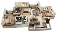 Floor plan of 3 BHK 1580 Sq. Ft. Apartment in Sumadhura Epitome, Bangalore