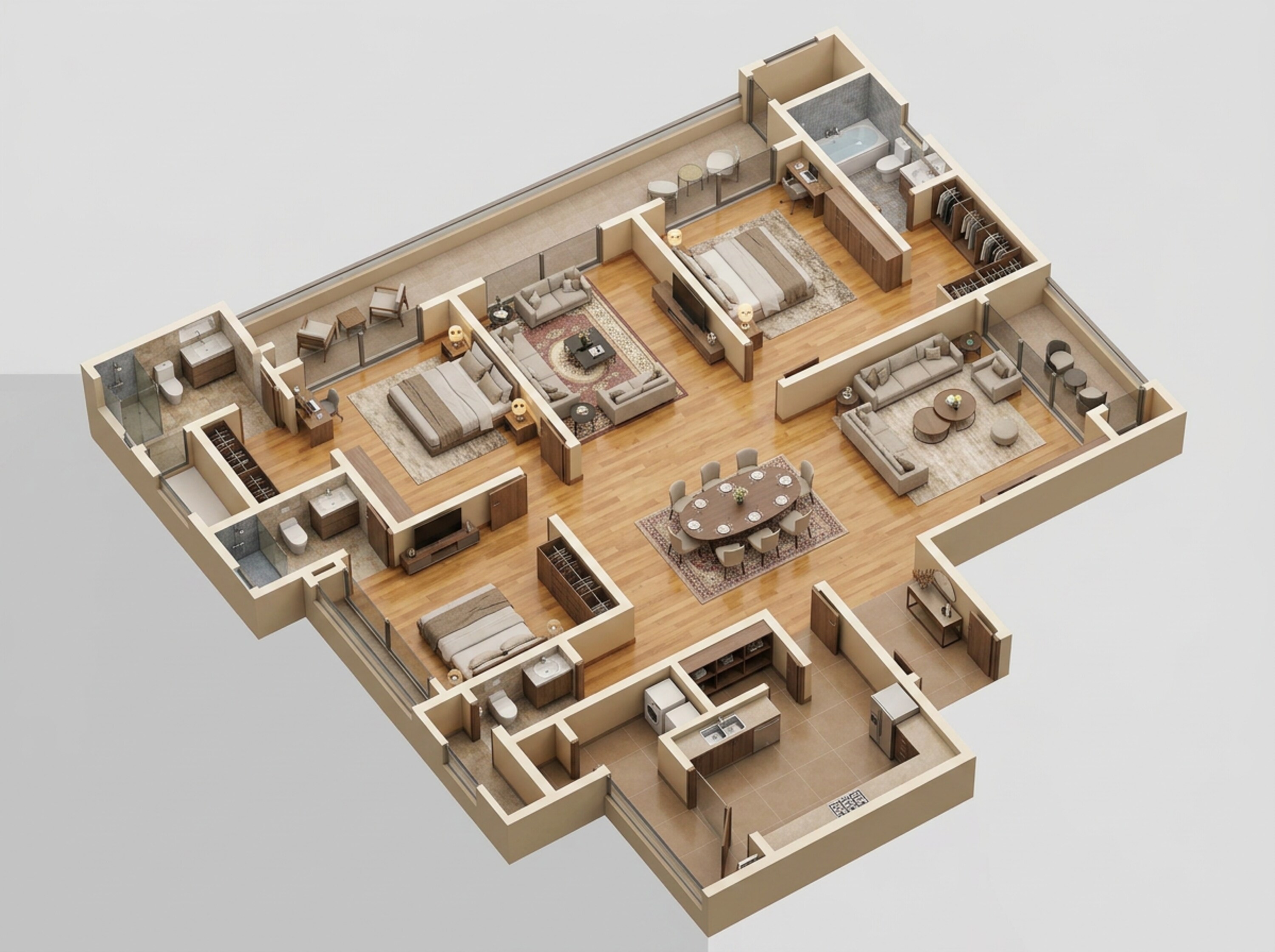 Floor plan of 3 BHK 3121 Sq. Ft. Apartment in Prestige Pine Forest, Bangalore