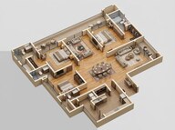 Floor plan of 3 BHK 3121 Sq. Ft. Apartment in Prestige Pine Forest, Bangalore