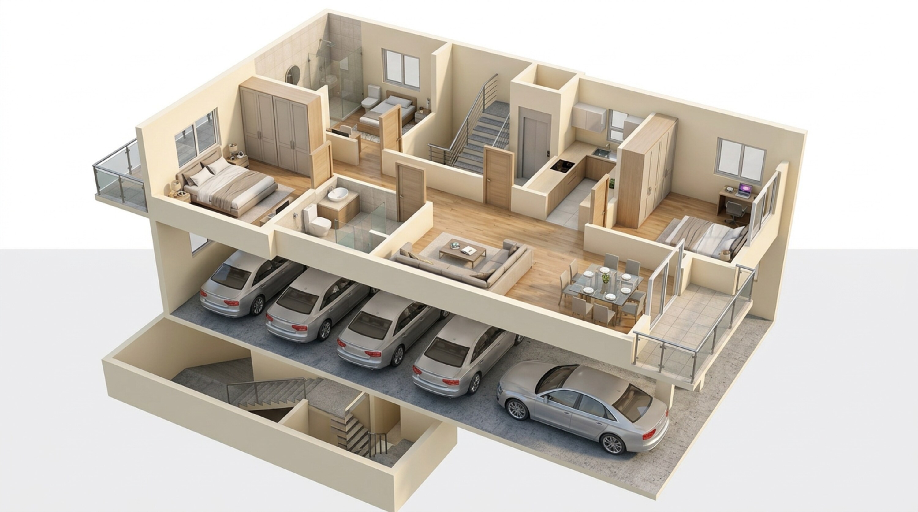 Floor plan of 3 BHK 1550 Sq. Ft. Apartment in Signature Global Daxin Vistas, Gurgaon