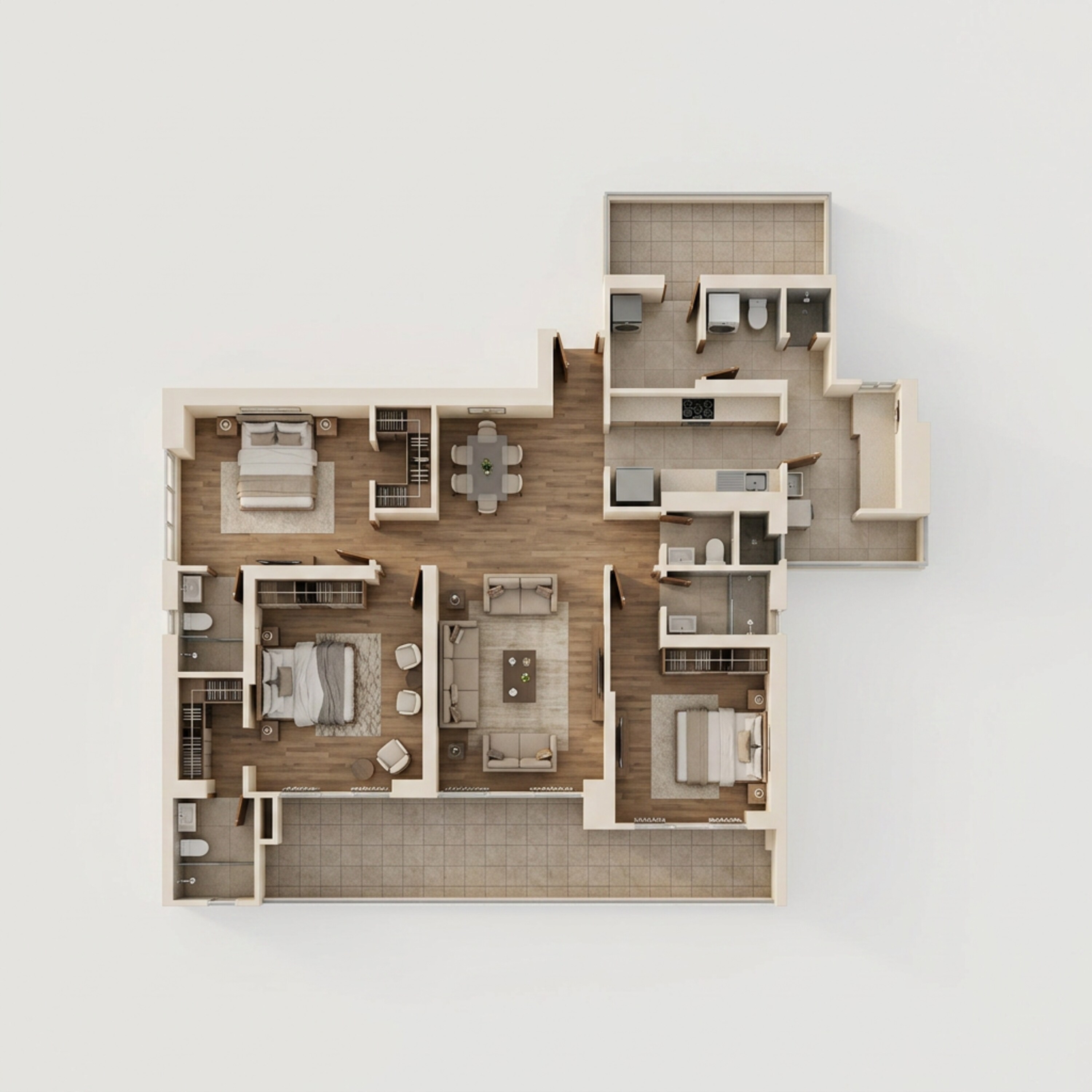 Floor plan of 3 BHK 2711 Sq. Ft. Apartment in Godrej Miraya, Gurgaon