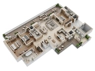 Floor plan of 3 BHK 2980 Sq. Ft. Apartment in Signature Global Twin Tower DXP, Gurgaon
