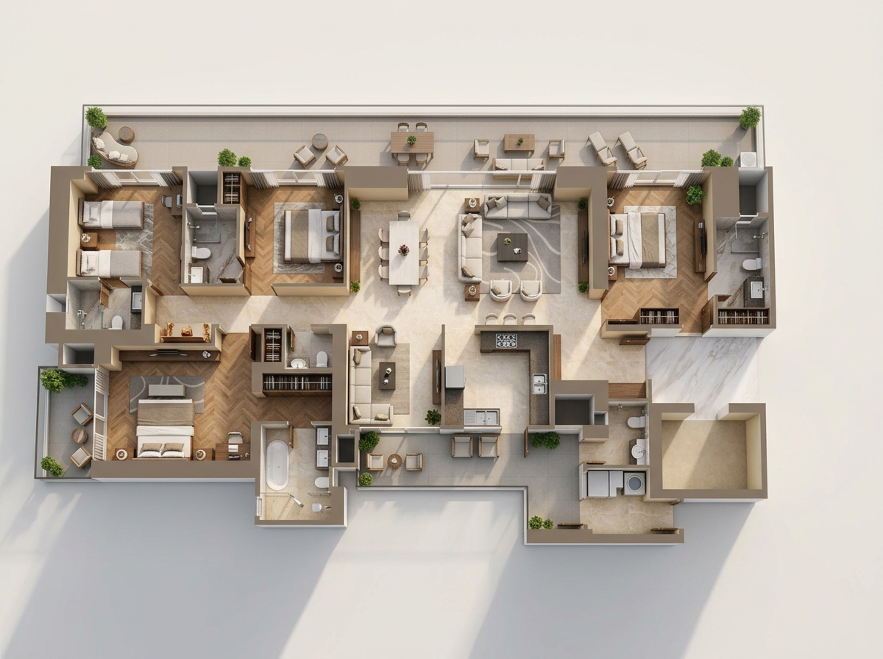 Floor plan of 4 BHK 3785 Sq. Ft. Apartment in Signature Global Twin Tower DXP, Gurgaon