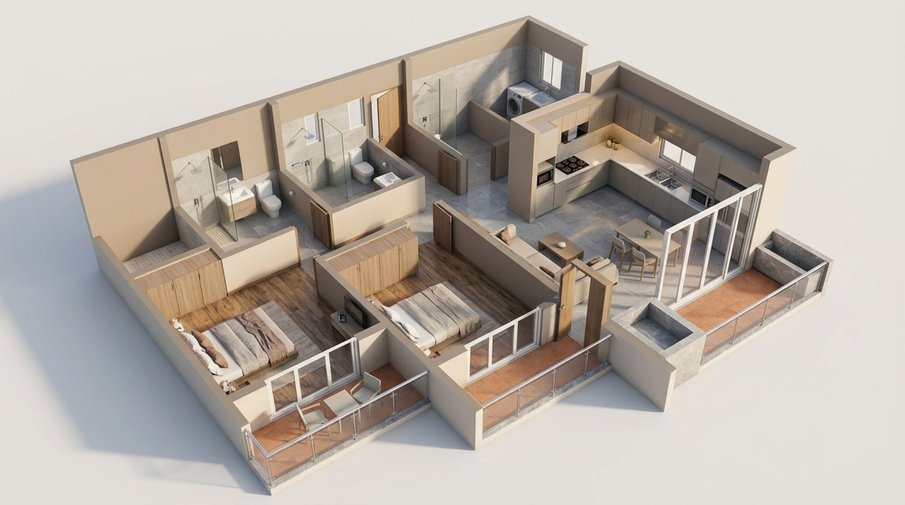 Floor plan of 2 BHK 1215 Sq. Ft. Apartment in Godrej Lakeside Orchard, Bangalore