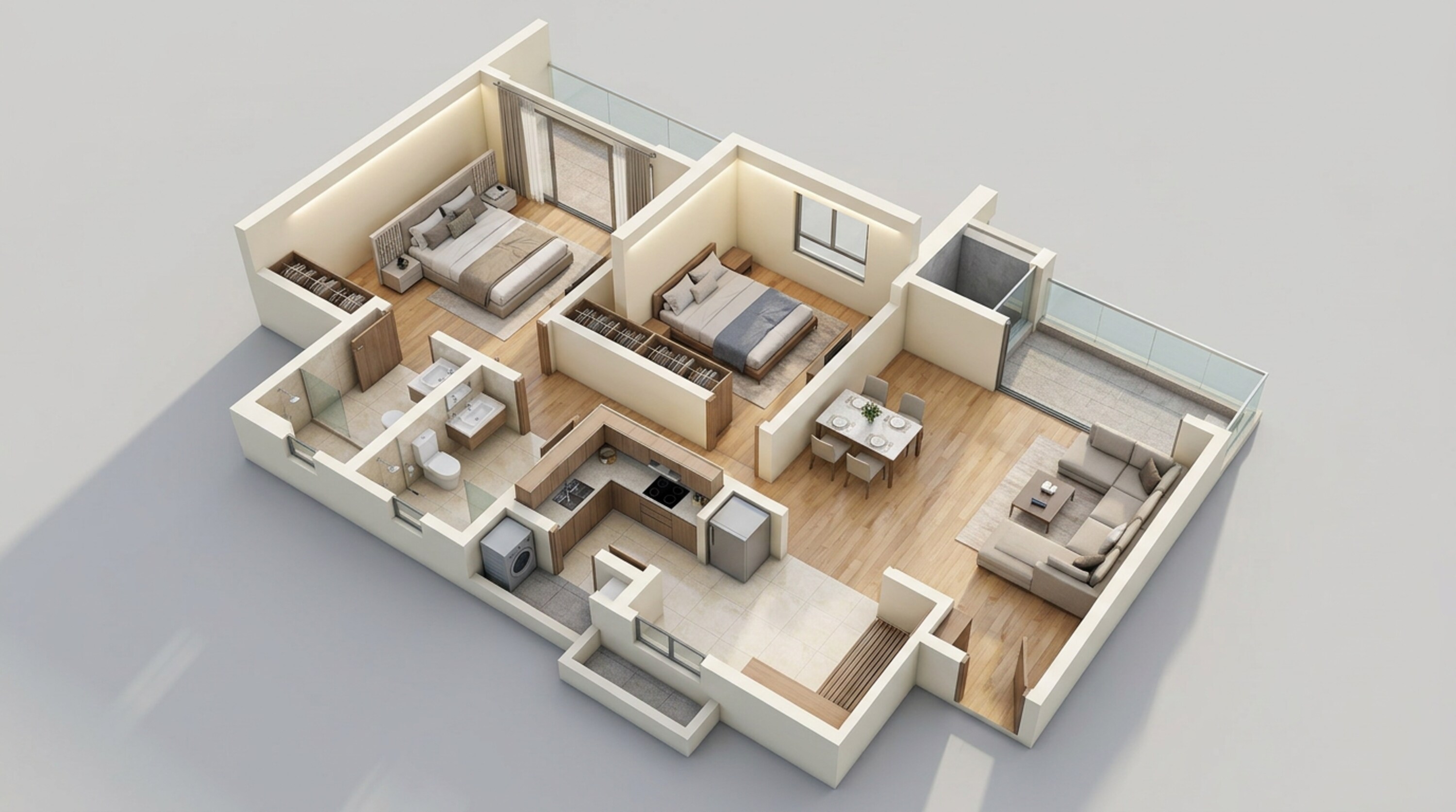 Floor plan of 2 BHK 1270 Sq. Ft. Apartment in Godrej Lakeside Orchard, Bangalore