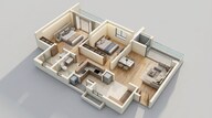 Floor plan of 2 BHK 1270 Sq. Ft. Apartment in Godrej Lakeside Orchard, Bangalore