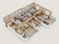 Floor plan of 3 BHK 1790 Sq. Ft. Apartment in Godrej Lakeside Orchard, Bangalore