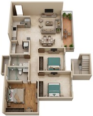 Floor plan of 3 BHK 1735 Sq. Ft. Apartment in Sumadhura Capitol Residences, Bangalore