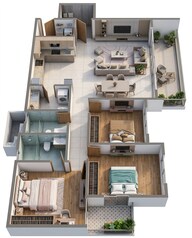 Floor plan of 3 BHK 1760 Sq. Ft. Apartment in Sumadhura Capitol Residences, Bangalore
