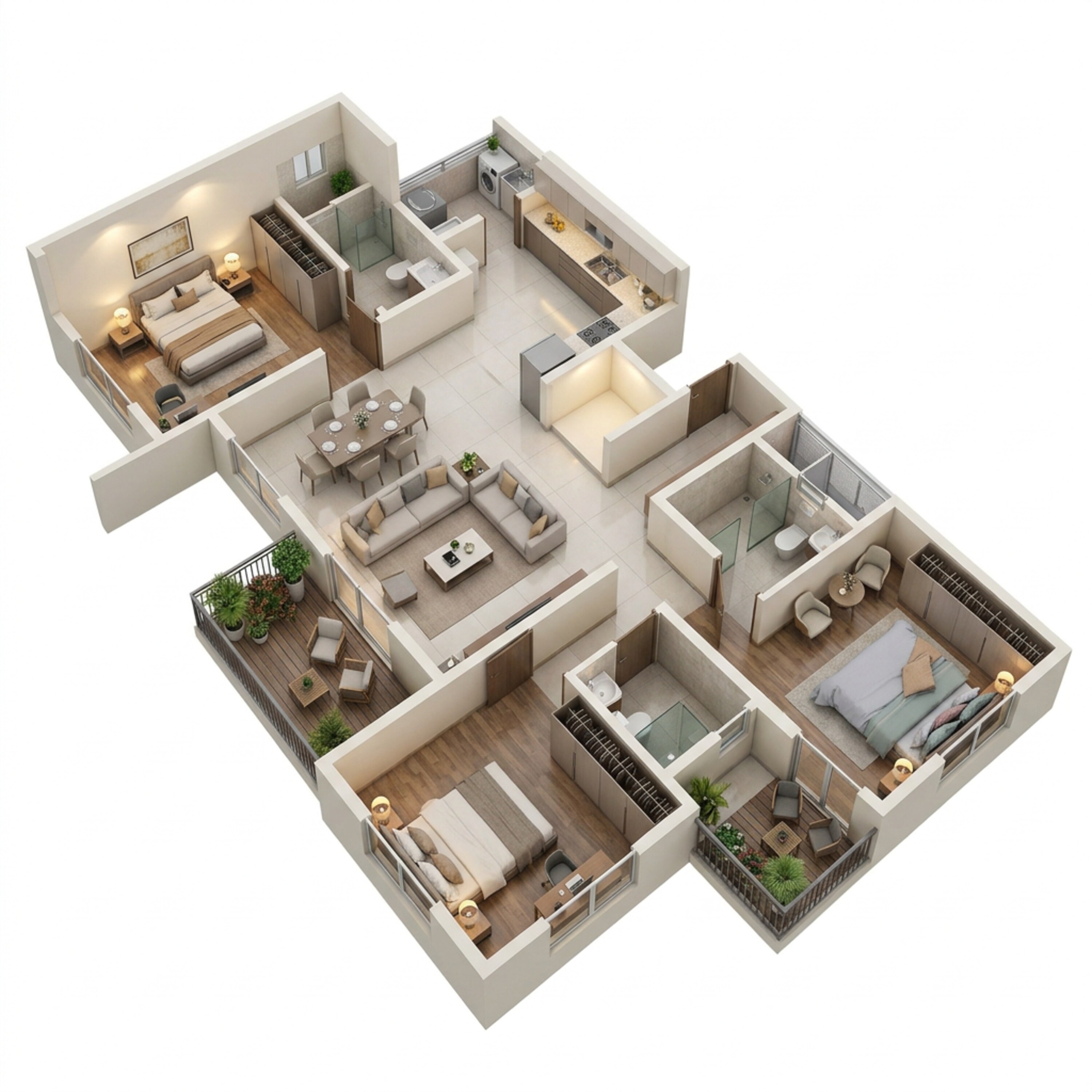 Floor plan of 3 BHK 1810 Sq. Ft. Apartment in Sumadhura Capitol Residences, Bangalore