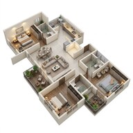 Floor plan of 3 BHK 1810 Sq. Ft. Apartment in Sumadhura Capitol Residences, Bangalore