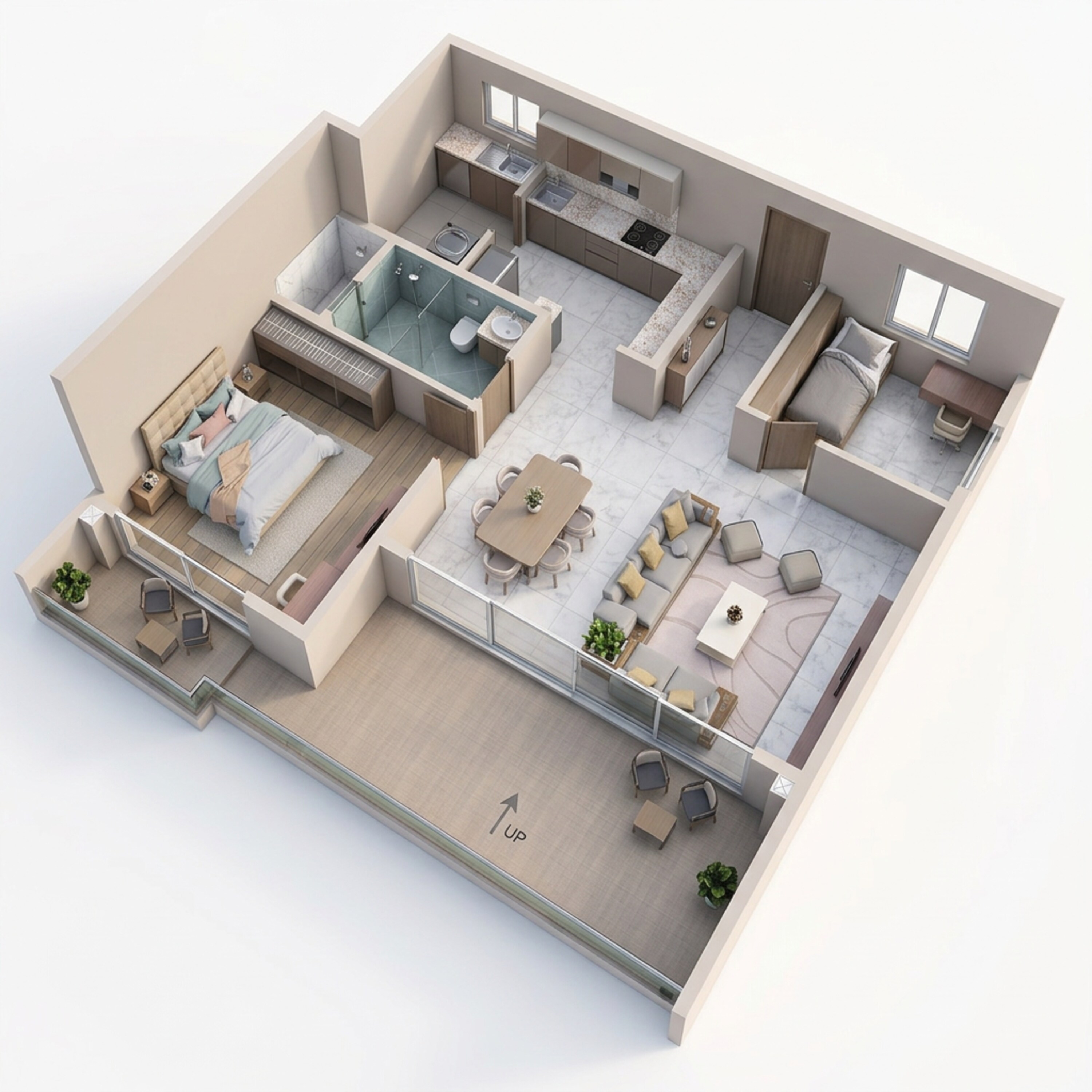 Floor plan of 2 BHK 1450 Sq. Ft. Apartment in Sumadhura Capitol Residences, Bangalore