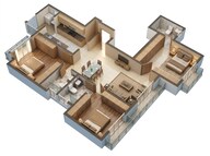Floor plan of 3 BHK 1299 Sq. Ft. Apartment in Runwal 7 Mahalaxmi, Mumbai