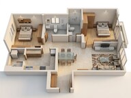 Floor plan of 2 BHK 873 Sq. Ft. Apartment in Runwal 7 Mahalaxmi, Mumbai
