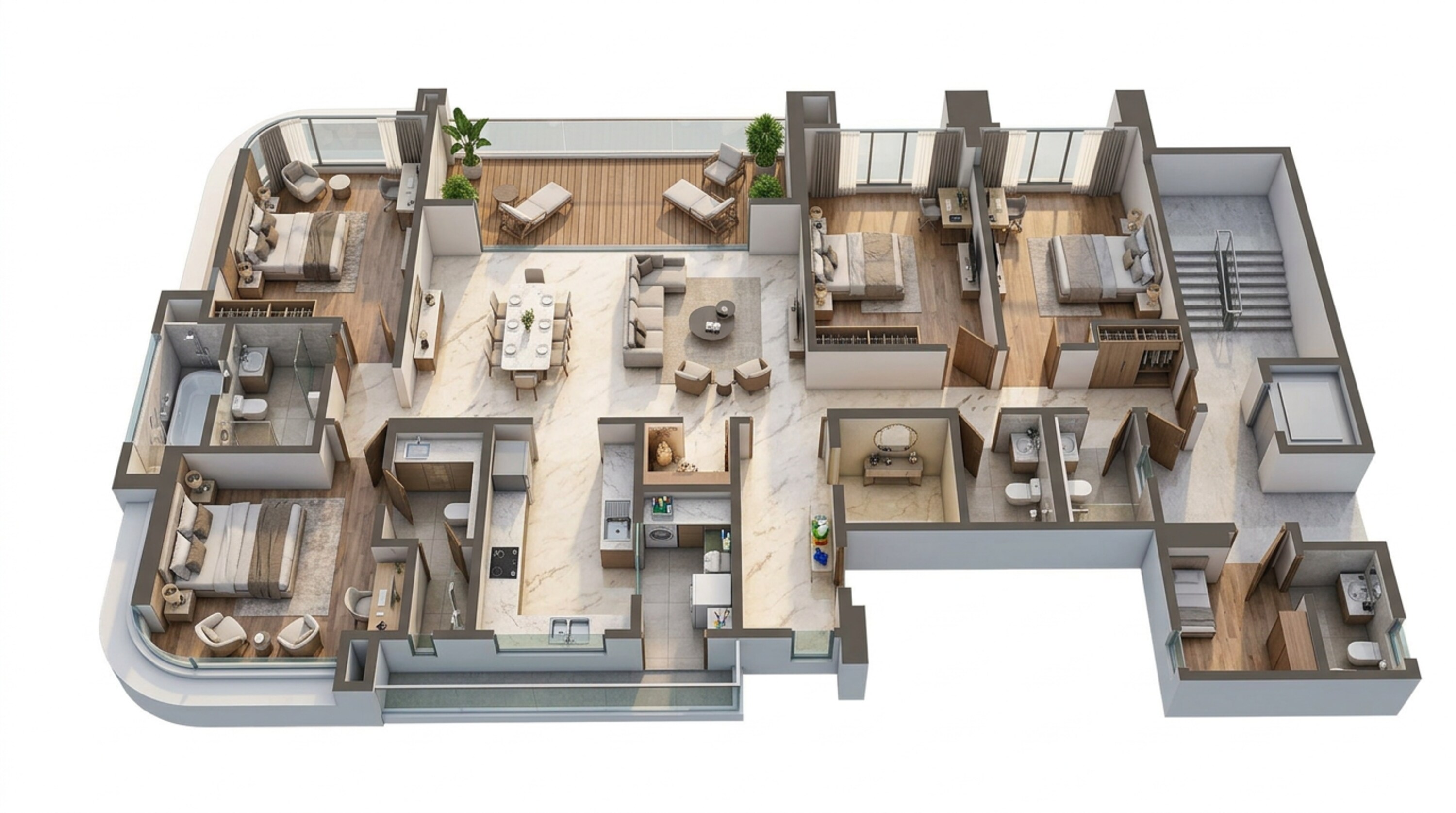 Floor plan of 4 BHK 2023 Sq. Ft. Apartment in Lodha Palais, Pune
