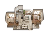 Floor plan of 2 BHK 780 Sq. Ft. Apartment in Lodha Corinthia, Mumbai