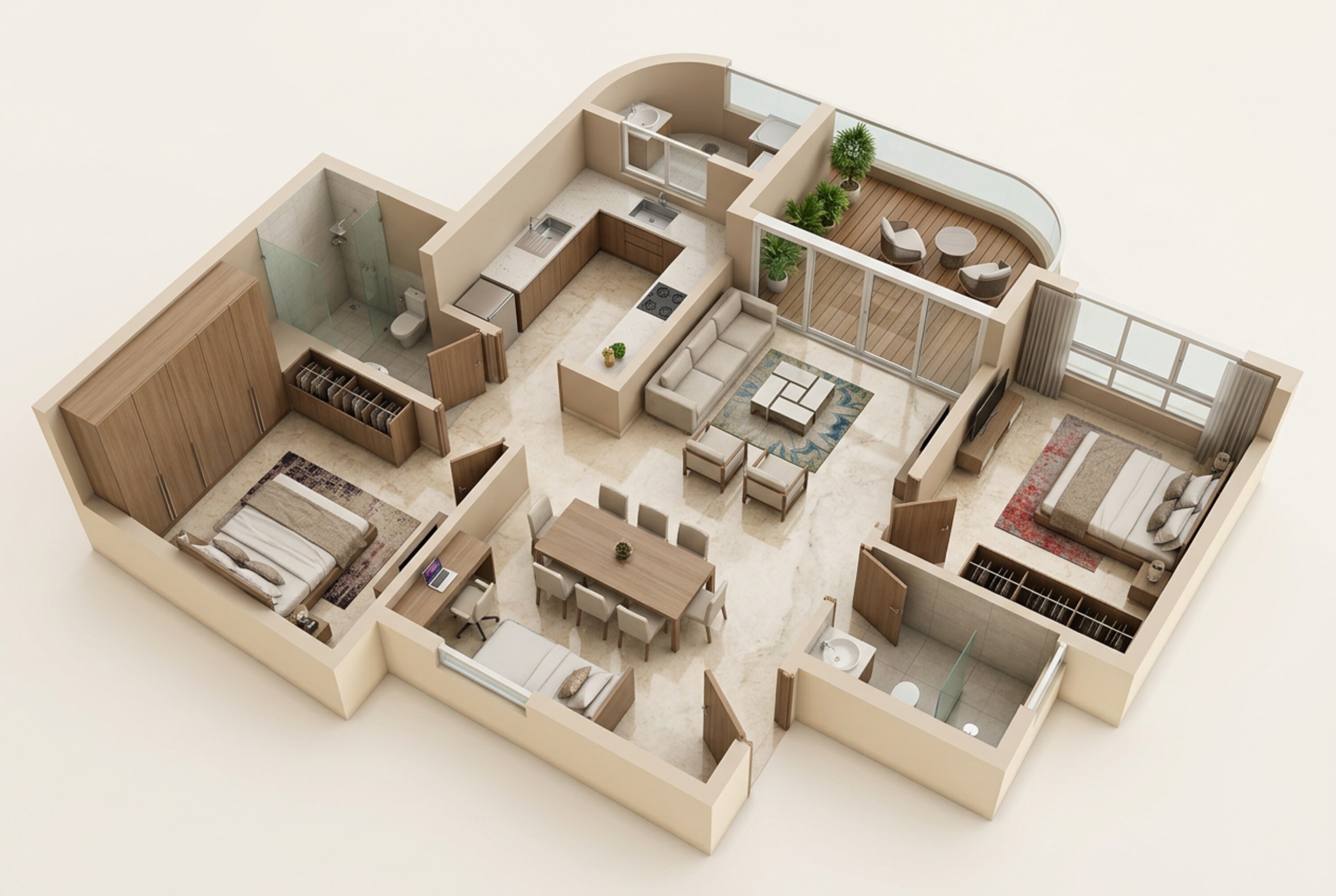 Floor plan of 3 BHK 890 Sq. Ft. Apartment in Lodha Corinthia, Mumbai