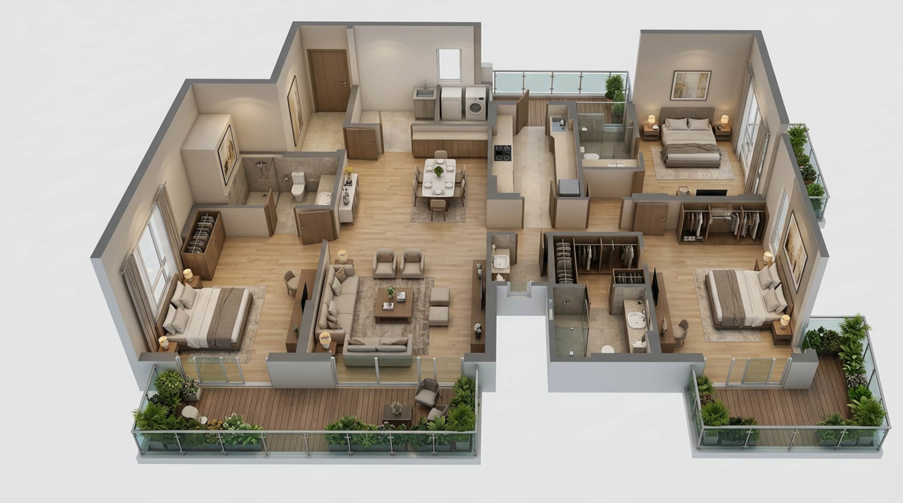 Floor plan of 3 BHK 2398 Sq. Ft. Apartment in M3M Opus, Gurgaon