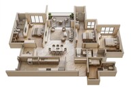 Floor plan of 3 BHK 1726 Sq. Ft. Apartment in Lodha Massimo, Pune