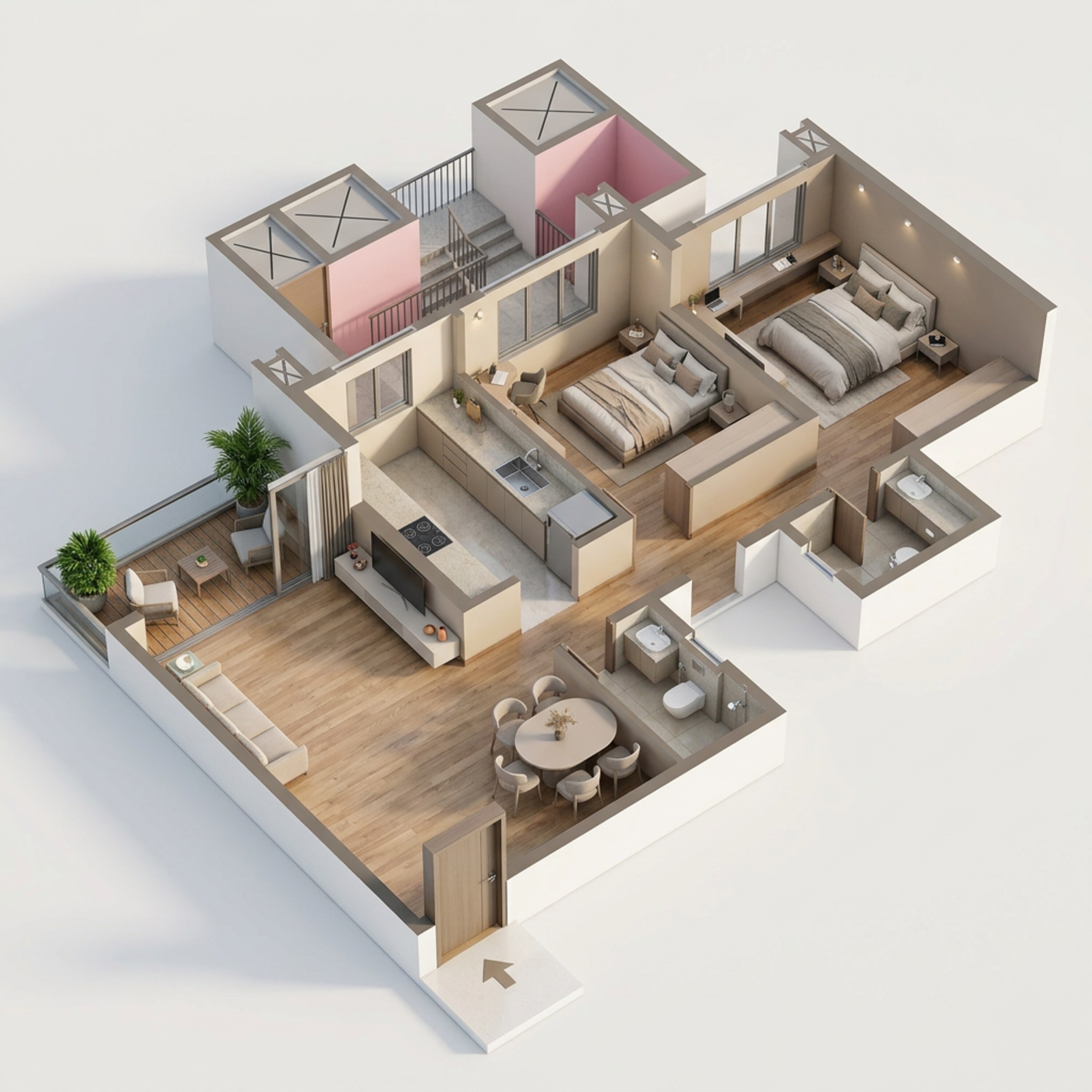 Floor plan of 2 BHK 758 Sq. Ft. Apartment in Supreme Boulevard, Mumbai