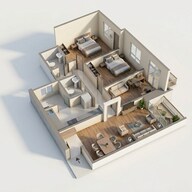 Floor plan of 3 BHK 938 Sq. Ft. Apartment in Supreme Boulevard, Mumbai