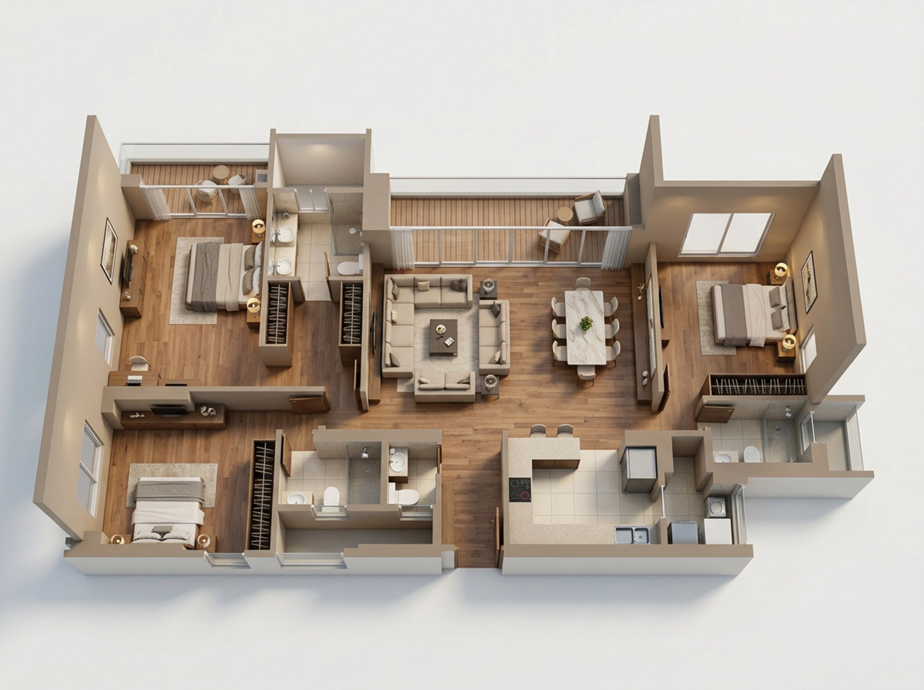 Floor plan of 3 BHK 1548 Sq. Ft. Apartment in Godrej Skyline, Pune