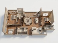 Floor plan of 3 BHK 1548 Sq. Ft. Apartment in Godrej Skyline, Pune