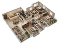 Floor plan of 4 BHK 1810 Sq. Ft. Apartment in Godrej Skyline, Pune