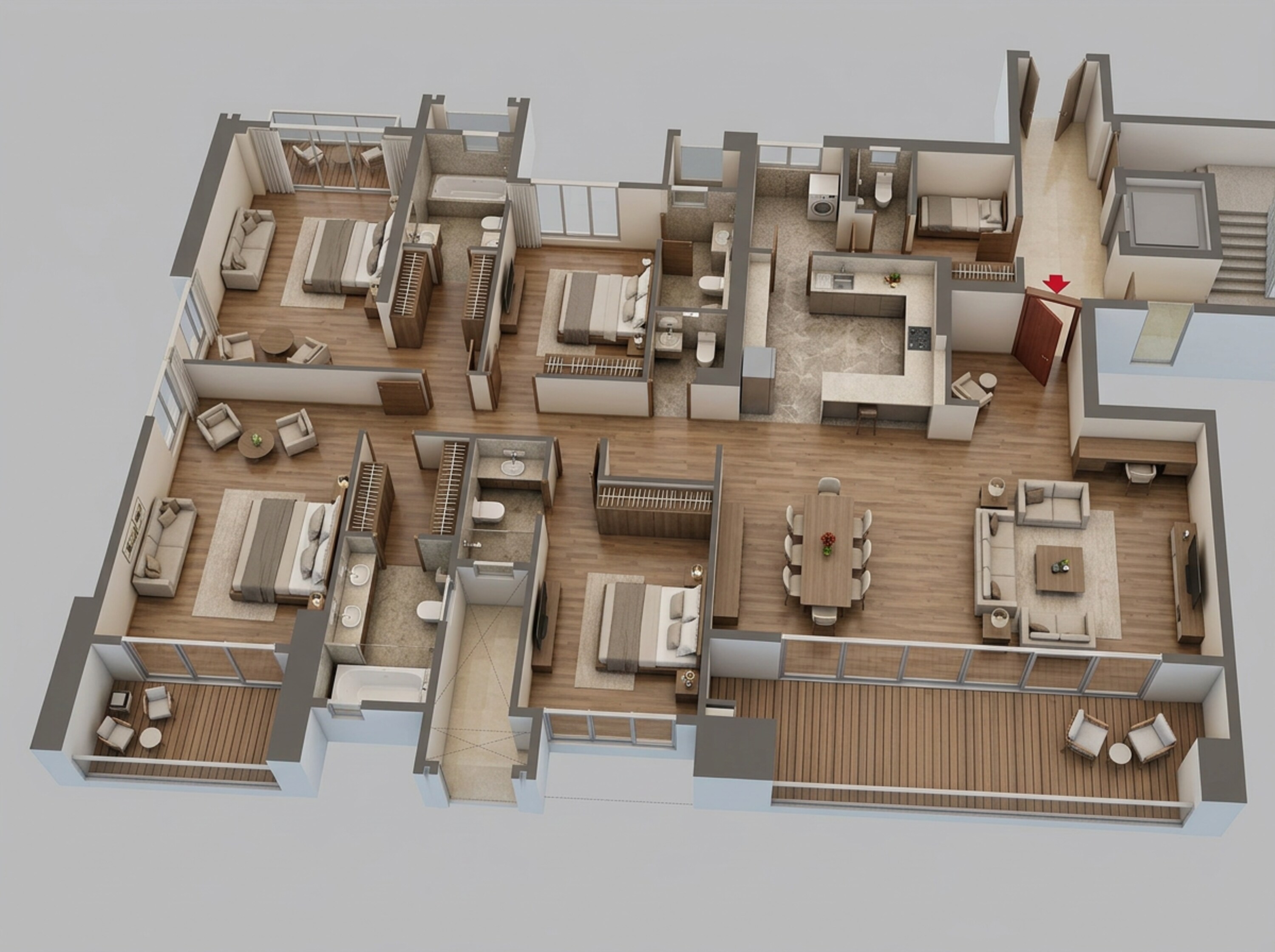 Floor plan of 4 BHK 2400 Sq. Ft. Apartment in Godrej Skyline, Pune