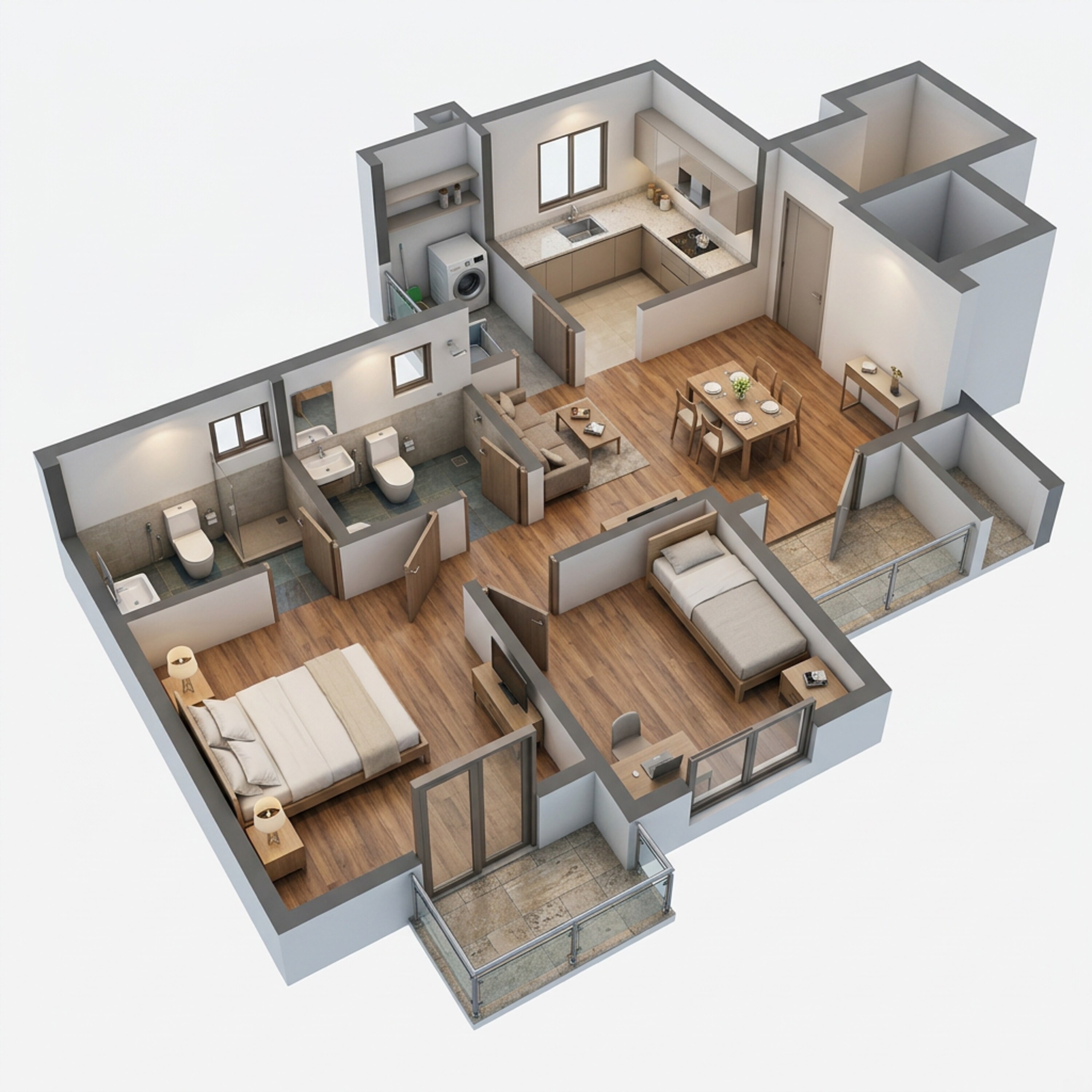 Floor plan of 2 BHK 782 Sq. Ft. Apartment in VTP Volare, Pune